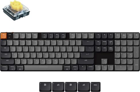 Keychron K5 QMK Ultra-Slim Full Size Layout Wireless Mechanical Gaming Keyboard, 104 Keys with Brown Switch, White LED Backlight Rechargeable Wired Bluetooth Keyboard for Mac/Windows, Version 2 in Saudi Arabia