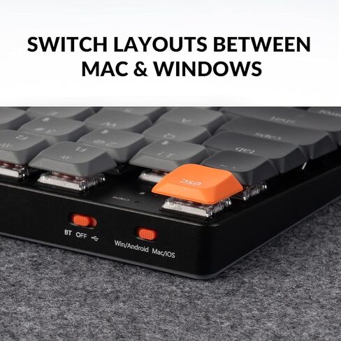Keychron K5 QMK Ultra-Slim Full Size Layout Wireless Mechanical Gaming Keyboard, 104 Keys with Brown Switch, White LED Backlight Rechargeable Wired Bluetooth Keyboard for Mac/Windows, Version 2 in Saudi Arabia