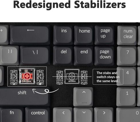 Keychron K5 QMK Ultra-Slim Full Size Layout Wireless Mechanical Gaming Keyboard, 104 Keys with Brown Switch, White LED Backlight Rechargeable Wired Bluetooth Keyboard for Mac/Windows, Version 2 in Saudi Arabia