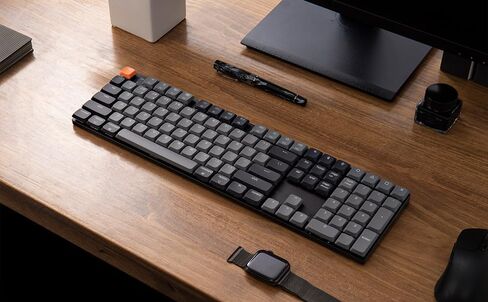 Keychron K5 QMK Ultra-Slim Full Size Layout Wireless Mechanical Gaming Keyboard, 104 Keys with Brown Switch, White LED Backlight Rechargeable Wired Bluetooth Keyboard for Mac/Windows, Version 2 in Saudi Arabia
