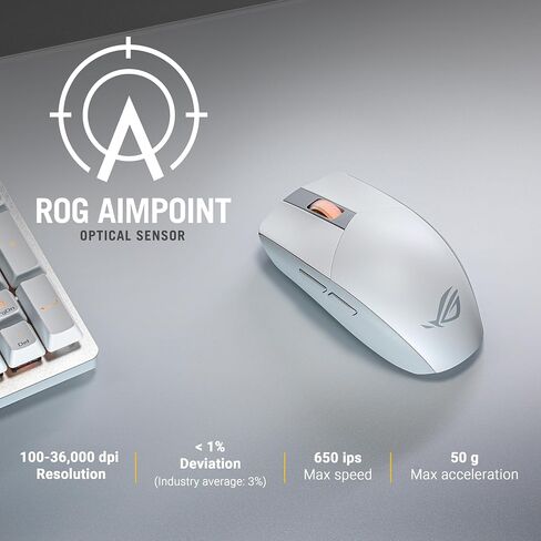 ماوس الألعاب اللاسلكي ASUS ROG Strix Impact III، خفيف الوزن 57 جيجا، مستشعر 36K DPI، بلوتوث و2.4 جيجا هرتز RF، ROG SpeedNova، عمر بطارية يصل إلى 618 ساعة، مفاتيح قابلة للاستبدال، جهاز استقبال ROG Omni، أبيض in Saudi Arabia