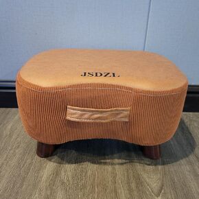 JSDZL Ottomans Ottoman with handles—fabric sides and leather top—a portable and stylish accent stool perfect for living rooms, bedrooms, and entryways. in Saudi Arabia