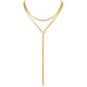 Lariat Long Necklaces for Women - Statement Layered Gold Silver Long Necklaces, Statement Jewelry Gifts for Women in Saudi Arabia