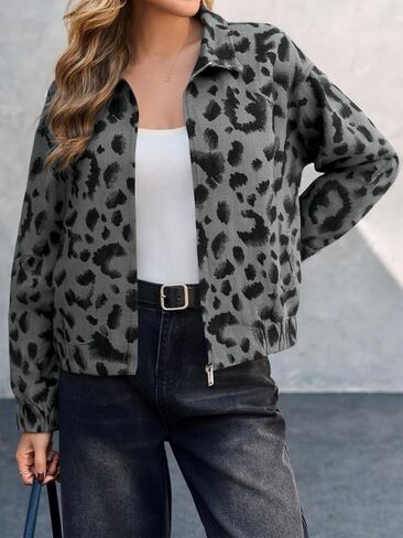 Cicy Bell Womens Floral Zip Up Bomber Jackets Cropped Long Sleeve Denim Coats Trendy Casual Collared Vintage Outerwear in Saudi Arabia
