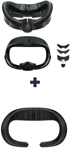 AMVR غطاء الوجه وسادة واجهة الوجه متوافقة مع ملحقات Meta/Oculus Quest 3، مع 2 * وسادة وجه ناعمة من البولي يوريثان بديلة لـ Quest 3 و1 * قطن حرير ثلجي مسامي in Kuwait