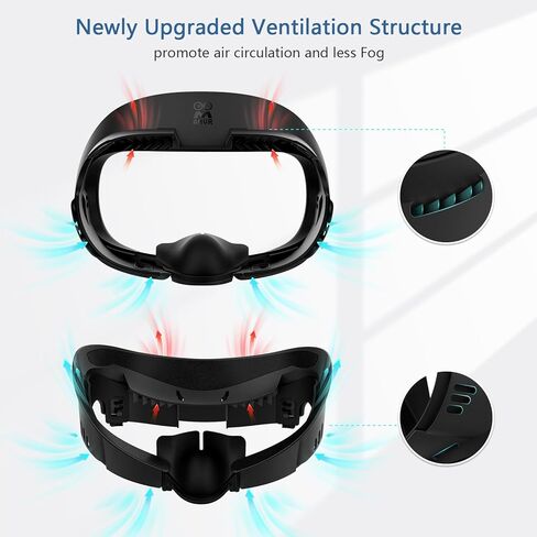 AMVR غطاء الوجه وسادة واجهة الوجه متوافقة مع ملحقات Meta/Oculus Quest 3، مع 2 * وسادة وجه ناعمة من البولي يوريثان بديلة لـ Quest 3 و1 * قطن حرير ثلجي مسامي in Kuwait