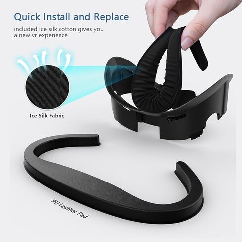 AMVR غطاء الوجه وسادة واجهة الوجه متوافقة مع ملحقات Meta/Oculus Quest 3، مع 2 * وسادة وجه ناعمة من البولي يوريثان بديلة لـ Quest 3 و1 * قطن حرير ثلجي مسامي in Kuwait