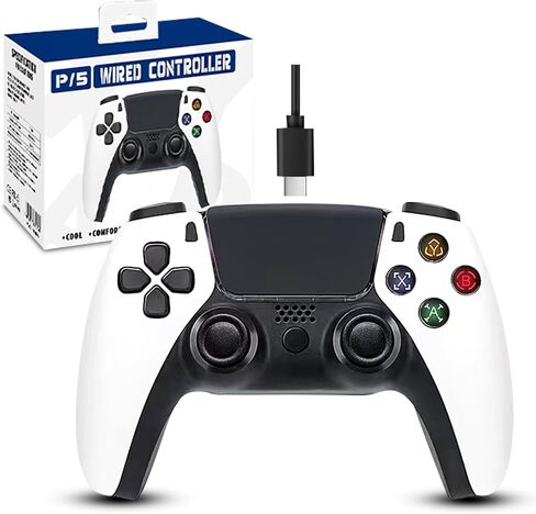 Wilcoapr24 Wired Controller Compatible with PS5 Consoles / Ergonomic Design, Vibration Feedback, LED Light, Long Cable Plug and Play for Gaming Experience. in Saudi Arabia