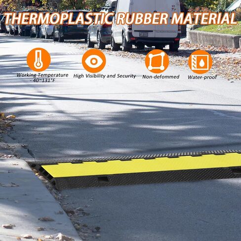 3 Channels Cable Protector Ramp, Rubber Cable Ramp with 28000 Lbs Load Capacity, Heavy Duty Floor Wire Cord Cover, Driveway Traffic Speed Bump for Asphalt Concrete Gravel in Saudi Arabia