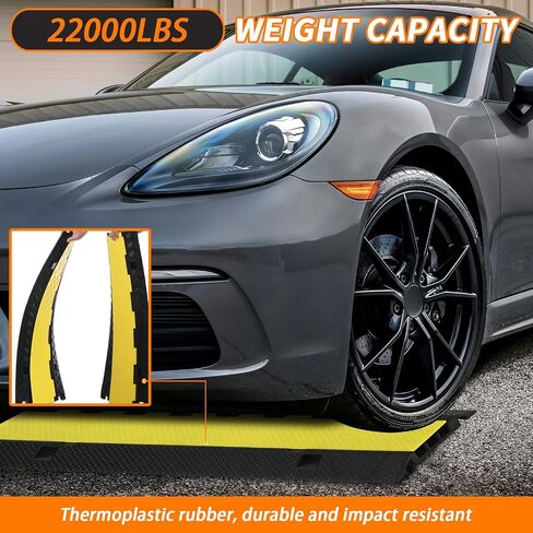 3 Channels Cable Protector Ramp, Rubber Cable Ramp with 28000 Lbs Load Capacity, Heavy Duty Floor Wire Cord Cover, Driveway Traffic Speed Bump for Asphalt Concrete Gravel in Saudi Arabia