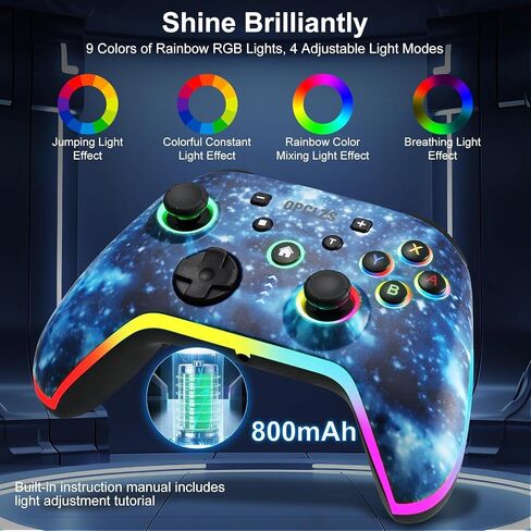 opclzs Wireless Pro Controller for Switch/Lite/OLED/iOS/PC/Android Replacement Controller with Headphone Jack for Nintendool witch Pro Controller Wireless with RGB Lighting/Hall Triggers,Controller in Saudi Arabia