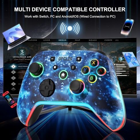 opclzs Wireless Pro Controller for Switch/Lite/OLED/iOS/PC/Android Replacement Controller with Headphone Jack for Nintendool witch Pro Controller Wireless with RGB Lighting/Hall Triggers,Controller in Saudi Arabia