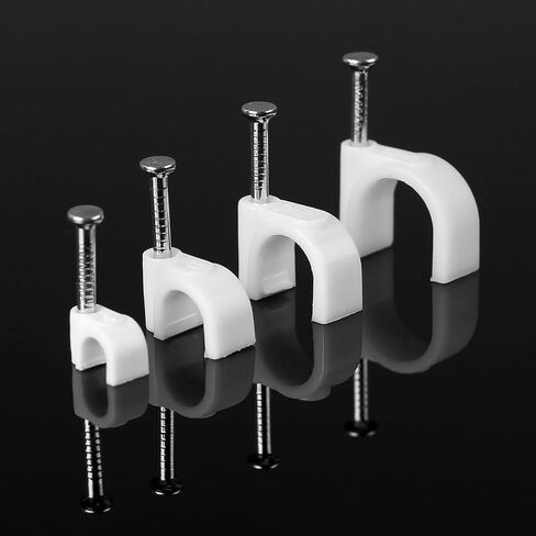 400 Variety Pack Nail in Cable Clips Ethernet Cable Nails Tacks Clips 8mm for CAT6, Coax Cable, Ethernet Cable, TV Wire Cable, Telephone Cable, Print Cable, White (400) in Saudi Arabia
