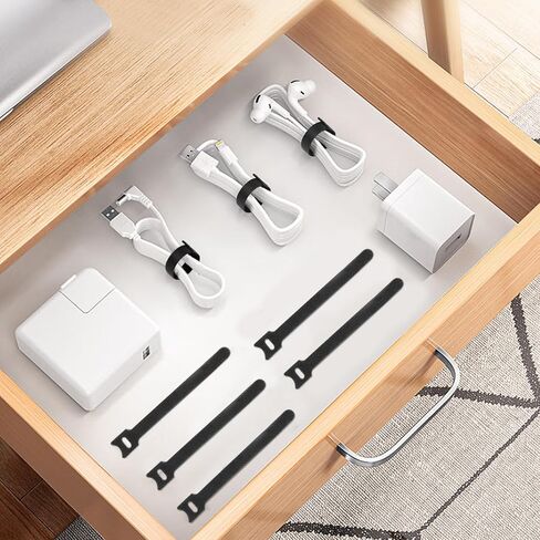 25 Pcs Silicone Cable Ties, Reusable Cable Straps Wire Organizer, Cable Management Cord Organizer for Fastening Earphone Phone Charger Home Office Desk Kitchen Appliances Cable Cords Wires in Kuwait
