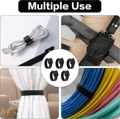 25 Pcs Silicone Cable Ties, Reusable Cable Straps Wire Organizer, Cable Management Cord Organizer for Fastening Earphone Phone Charger Home Office Desk Kitchen Appliances Cable Cords Wires in Kuwait