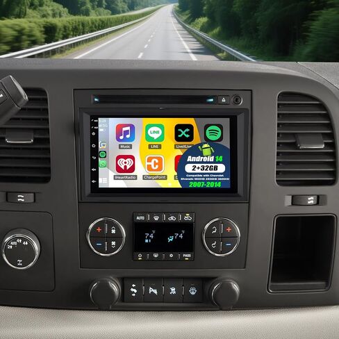 Android 14 Double Din Car Stereo Upgrade Radio for Chevrolet Silverado 1500HD 2500HD 3500HD 2007-2014,10.1" Carplay Android Auto GPS WiFi Bluetooth RDS DSP SWC Mirrorlink Mic Backup Camera in Saudi Arabia