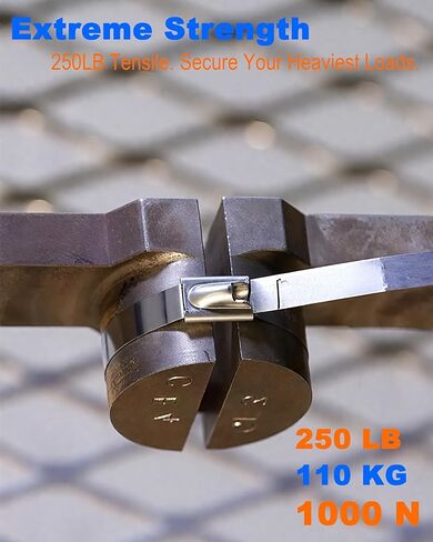 مجموعة أدوات معدنية بسحاب للربط: شداد ربط كابل من الفولاذ المقاوم للصدأ عالي التحمل مع 100 قطعة من أربطة السحاب المعدنية ذاتية القفل مقاس 11.8 بوصة للسياج والعادم والأنابيب والإصلاحات الصناعية (100 قطعة + أداة، فضي) in Kuwait