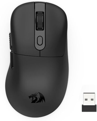 ماوس ألعاب لاسلكي Redragon، خفيف الوزن 58 جرام، 24000 نقطة لكل بوصة، ثلاثي الوضع 2.4 جيجا/بلوتوث/USB-C، مستشعر PAW3311، ماوس بطارية 75 ساعة مع 6 أزرار قابلة للبرمجة للكمبيوتر الشخصي/Mac (أسود) in Saudi Arabia