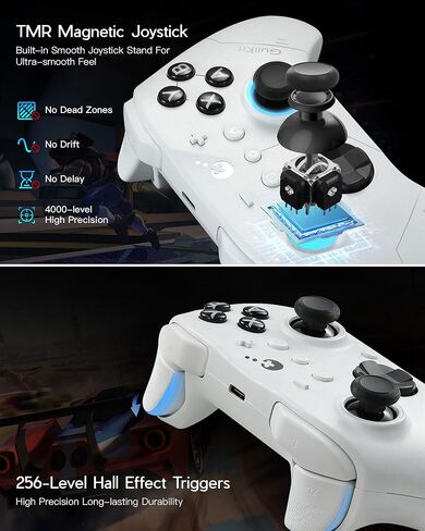 GuliKit ES PRO Wireless Gaming Controller for PC Windows Switch 2 Android iOS - World's Fastest 3.25ms Latency, TMR Anti-Drift Joysticks, 30H Battery, Wake-up Support-White in Saudi Arabia
