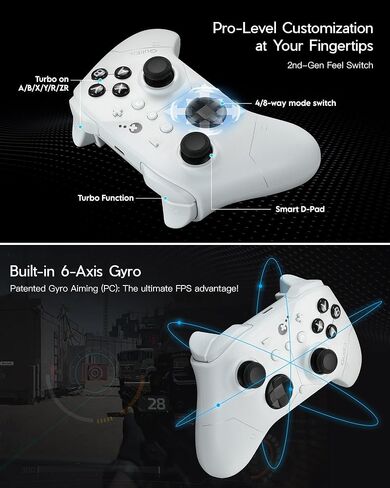 GuliKit ES PRO Wireless Gaming Controller for PC Windows Switch 2 Android iOS - World's Fastest 3.25ms Latency, TMR Anti-Drift Joysticks, 30H Battery, Wake-up Support-White in Saudi Arabia