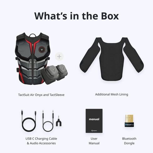 حزمة المبتدئين Onyx- TactSuit Air Onyx، حزمة TactSuit Sleeve للتجربة الغامرة الكاملة للواقع الافتراضي والكمبيوتر الشخصي والشاشة المسطحة وSim Racing. in Kuwait