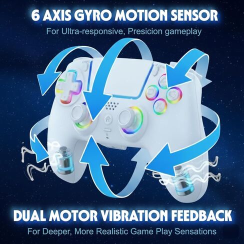 AureoPlay Wireless Controller Compatible with PS5/PS5 Slim/PS5 Pro/PC – RGB Gamepad with Hall Effect Joysticks, Dual Vibration, Six-Axis Motion Sensor, Touch Panel, Turbo & Programmable Buttons, Ergonomic Design in Saudi Arabia