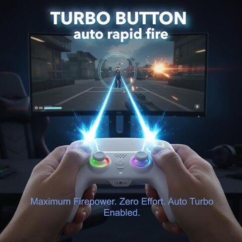 AureoPlay Wireless Controller Compatible with PS5/PS5 Slim/PS5 Pro/PC – RGB Gamepad with Hall Effect Joysticks, Dual Vibration, Six-Axis Motion Sensor, Touch Panel, Turbo & Programmable Buttons, Ergonomic Design in Saudi Arabia