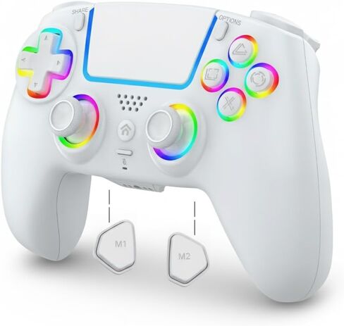AureoPlay Wireless Controller Compatible with PS5/PS5 Slim/PS5 Pro/PC – RGB Gamepad with Hall Effect Joysticks, Dual Vibration, Six-Axis Motion Sensor, Touch Panel, Turbo & Programmable Buttons, Ergonomic Design in Saudi Arabia