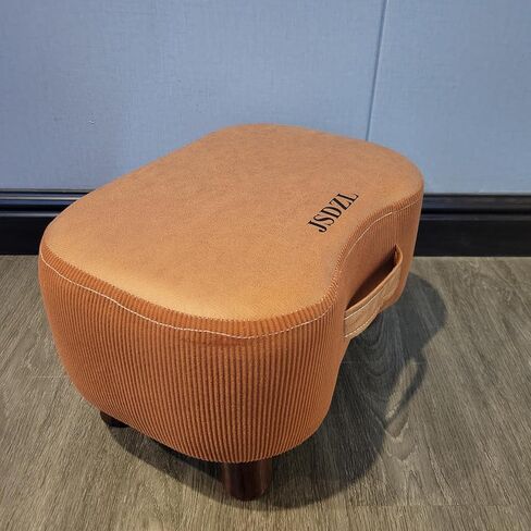 JSDZL Ottomans Ottoman with handles—fabric sides and leather top—a portable and stylish accent stool perfect for living rooms, bedrooms, and entryways. in Saudi Arabia