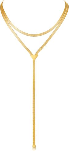 Lariat Long Necklaces for Women - Statement Layered Gold Silver Long Necklaces, Statement Jewelry Gifts for Women in Saudi Arabia