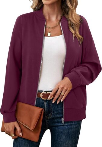 kissmoda womens zip up juketshirts sweatshirts long sleeve coat disual outwear مع جيوب in Kuwait