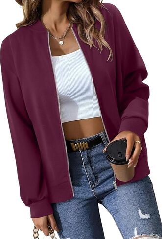 kissmoda womens zip up juketshirts sweatshirts long sleeve coat disual outwear مع جيوب in Kuwait