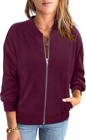kissmoda womens zip up juketshirts sweatshirts long sleeve coat disual outwear مع جيوب in Kuwait