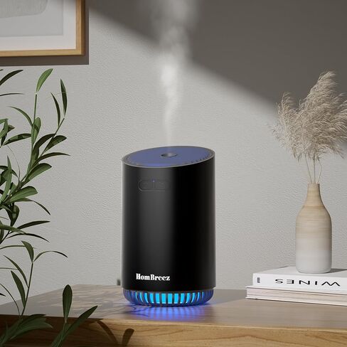 Portable Aromatherapy Diffuser 320ml, Rechargeable Essential Oil Diffuser with LED Light, Cool Mist Humidifier with 2 Mist Modes, Auto Shut-Off, Cordless Use for Home, Office, Bedroom - Black in Saudi Arabia