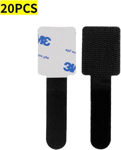 Black Adhesive Cable Ties – 20PCS Hook and Loop Sticky Back Straps, Cord Organizer Ties for Wire Management in Saudi Arabia