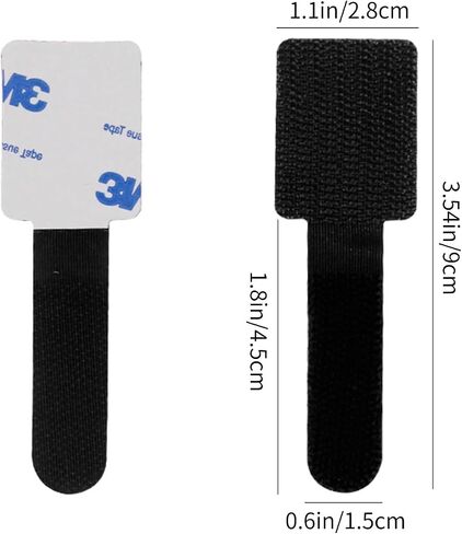 Black Adhesive Cable Ties – 20PCS Hook and Loop Sticky Back Straps, Cord Organizer Ties for Wire Management in Saudi Arabia