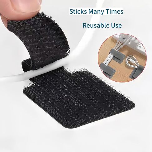 Black Adhesive Cable Ties – 20PCS Hook and Loop Sticky Back Straps, Cord Organizer Ties for Wire Management in Saudi Arabia