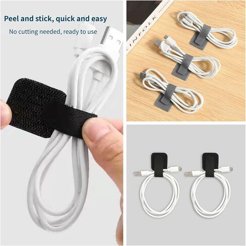 Black Adhesive Cable Ties – 20PCS Hook and Loop Sticky Back Straps, Cord Organizer Ties for Wire Management in Saudi Arabia