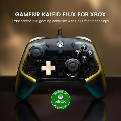 وحدة تحكم سلكية محسنة من GameSir Kaleid Flux لأجهزة Xbox وإضاءة RGB وعصا التحكم ذات تأثير Hall، متوافقة مع Xbox Series X|S وXbox One وWindows 10/11 PC - مرخصة رسميًا (متجددة) in Kuwait