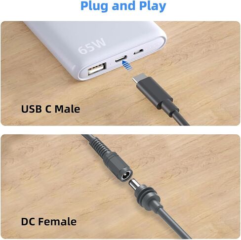 0.5M/1.6FT USB C ذكر إلى DC أنثى مهائي كابلات الطاقة لـ Starlink Mini، يعمل مع مصدر 20V/65W+ Type-C PD in Kuwait