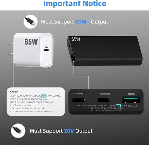 0.5M/1.6FT USB C ذكر إلى DC أنثى مهائي كابلات الطاقة لـ Starlink Mini، يعمل مع مصدر 20V/65W+ Type-C PD in Kuwait