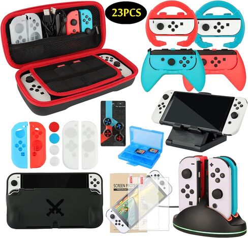 WEILE Switch Sports Accessories Bundle - 23 in 1 Family Accessories Pack Kit for Nintendo Switch /Switch OLED Sports Games with Golf Clubs, Tennis Rackets, Swords, Bowling Grips, Baseball Bats, Wrist Bands, Leg Straps and more in Saudi Arabia