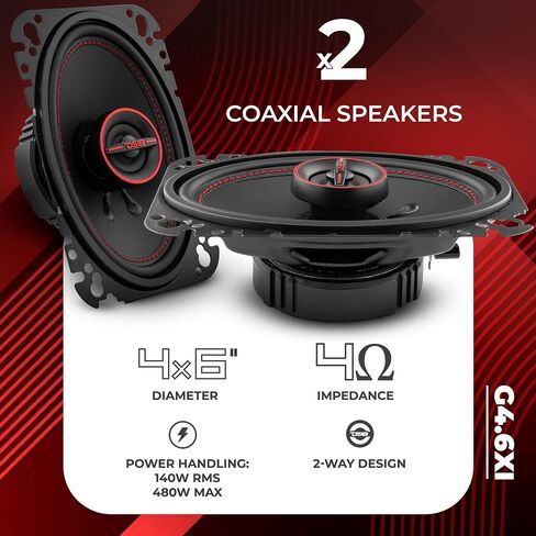 حزمة ترقية صوت السيارة DS18 - 2 × 6.5 مكبرات صوت متوسطة المدى و2 × 4 × 6 مكبرات صوت محورية مع سلك مكبر صوت 12 جيجا 100 قدم in Kuwait