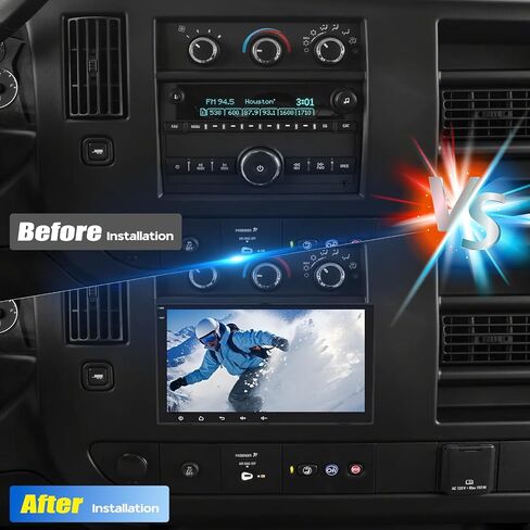 Android 14 Double Din Car Stereo ترقية راديو لسيارة Chevy Express Van 2008-2019، 8 بوصة شاشة لمس لاسلكية Carplay Android Auto GPS WiFi Bluetooth RDS DSP SWC Mirrorlink in Kuwait