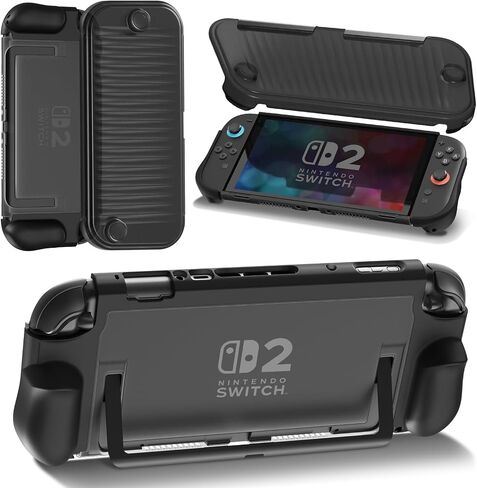 Switch 2 Case with PC Front Cover, Dockable TPU Ergonomic Grip Protective Case for Nintendo Switch 2 (2025), Kickstand-Compatible, Shockproof & Anti-Scratch in Saudi Arabia