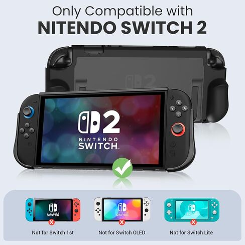Switch 2 Case with PC Front Cover, Dockable TPU Ergonomic Grip Protective Case for Nintendo Switch 2 (2025), Kickstand-Compatible, Shockproof & Anti-Scratch in Saudi Arabia