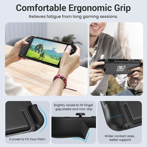 Switch 2 Case with PC Front Cover, Dockable TPU Ergonomic Grip Protective Case for Nintendo Switch 2 (2025), Kickstand-Compatible, Shockproof & Anti-Scratch in Saudi Arabia