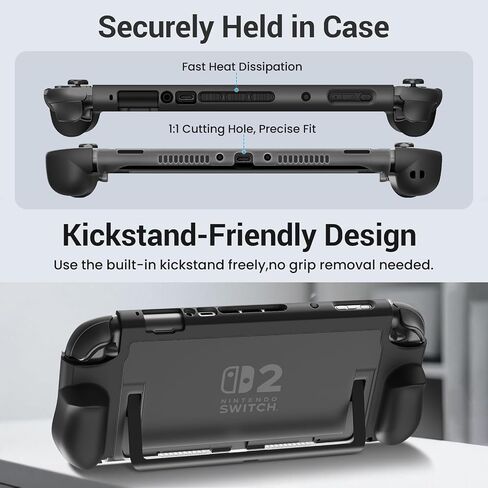 Switch 2 Case with PC Front Cover, Dockable TPU Ergonomic Grip Protective Case for Nintendo Switch 2 (2025), Kickstand-Compatible, Shockproof & Anti-Scratch in Saudi Arabia