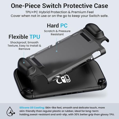 Switch 2 Case with PC Front Cover, Dockable TPU Ergonomic Grip Protective Case for Nintendo Switch 2 (2025), Kickstand-Compatible, Shockproof & Anti-Scratch in Saudi Arabia