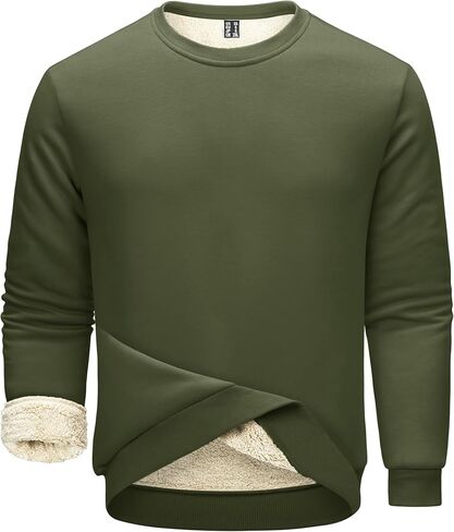 FASKUNOIE Men's Fleece Sweatshirts Warm Sherpa Lined Heavy Thicken Underwear Winter Crewneck Pullover Tops Shirts in Saudi Arabia